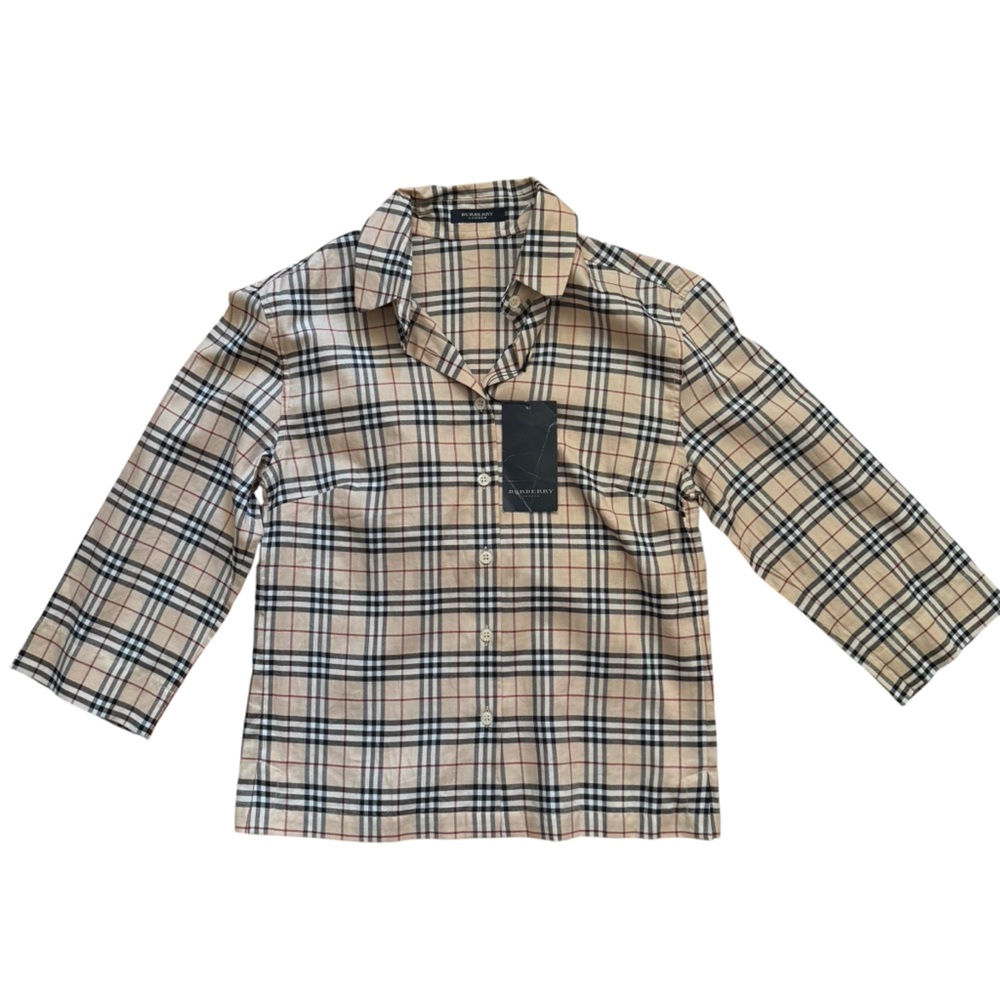 Burberry Nova Check Cotton Shirt. Regular Fit. Size 4. Beige / Tan